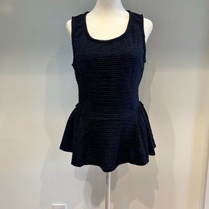 Navy Peplum Top w/ Exposed Zipper
